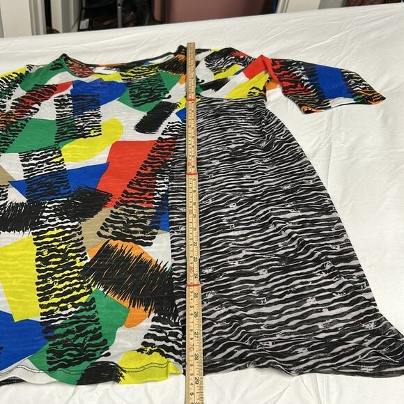 Ali Miles Tunic Top XL Multi Color Retro Geometric Loud Art To Wear Semi Sheer - Picture 7 of 10